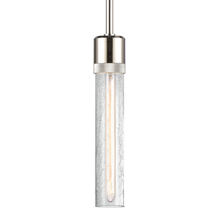 Zigrina Diamond Knurled Glass Pendant in Polished Nickel by Zeev