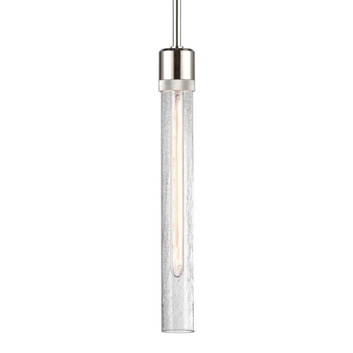Zigrina Diamond Knurled Glass Pendant in Polished Nickel by Zeev