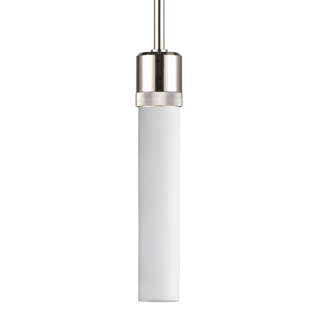 Zigrina Diamond Knurled Glass Pendant in Polished Nickel by Zeev