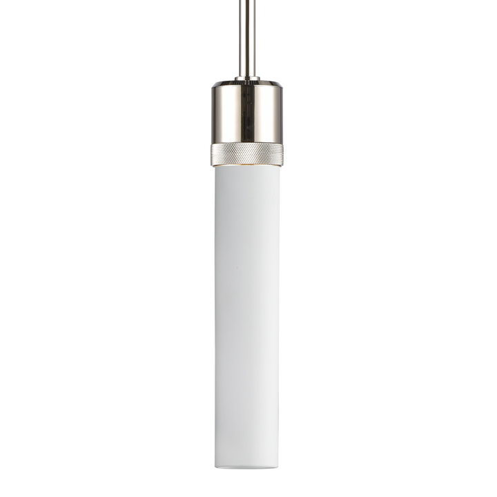 Zigrina Diamond Knurled Glass Pendant in Polished Nickel by Zeev