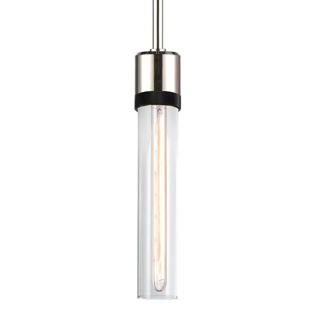Zigrina Diamond Knurled Glass Pendant in Polished Nickel by Zeev