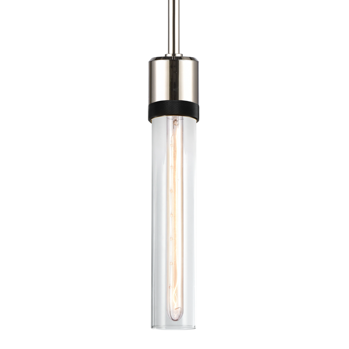 Zigrina Diamond Knurled Glass Pendant in Polished Nickel by Zeev