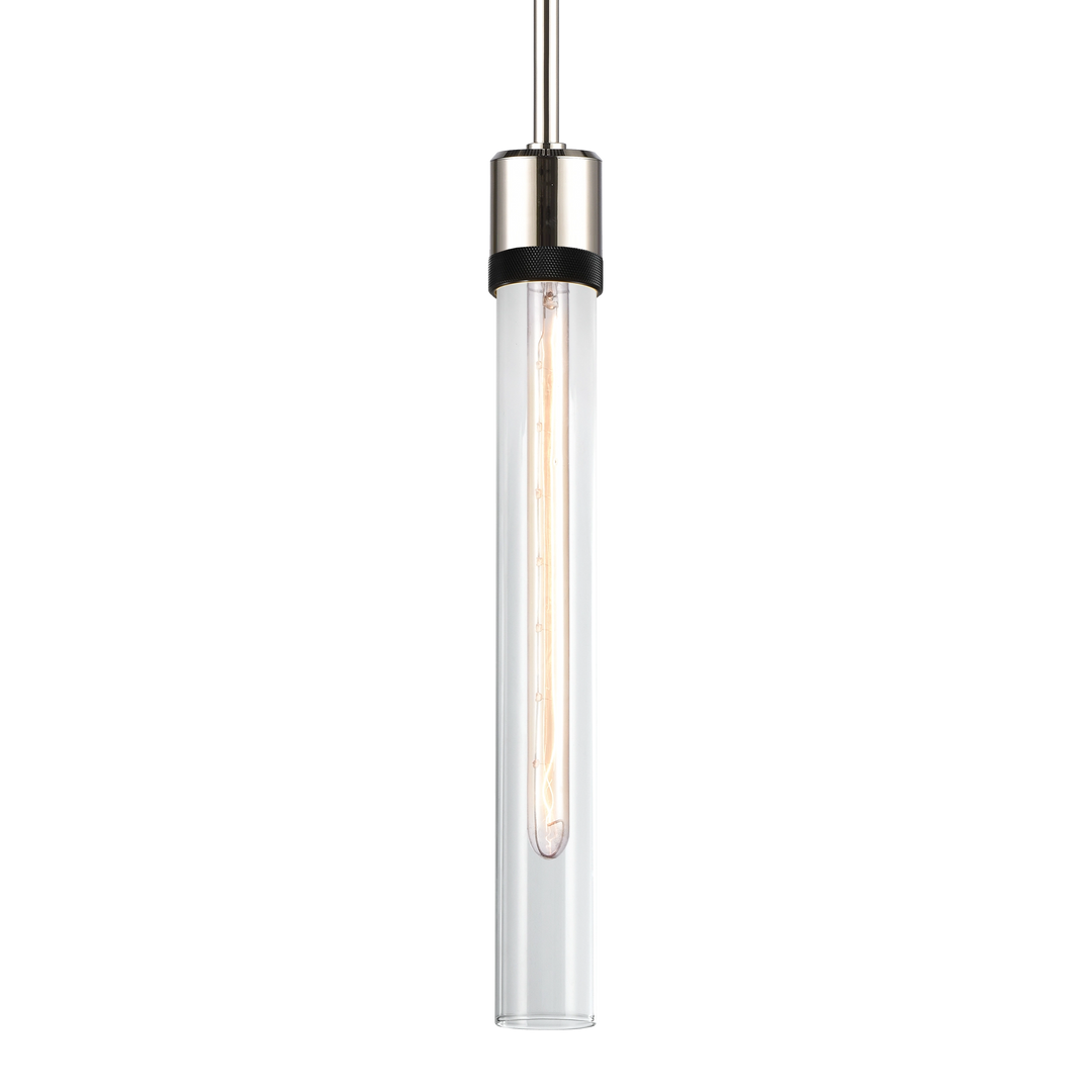 Zigrina Diamond Knurled Glass Pendant in Polished Nickel by Zeev