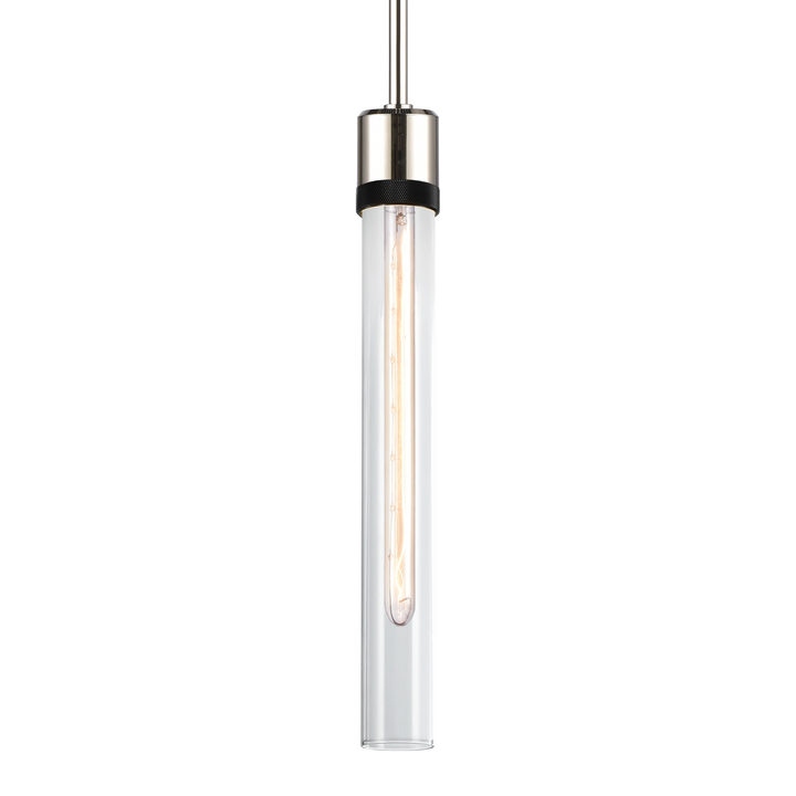 Zigrina Diamond Knurled Glass Pendant in Polished Nickel by Zeev