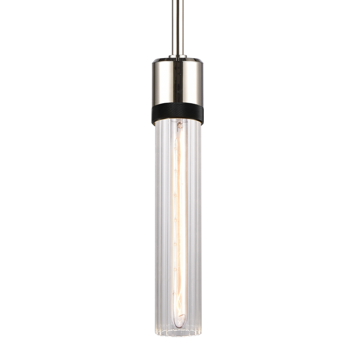 Zigrina Diamond Knurled Glass Pendant in Polished Nickel by Zeev