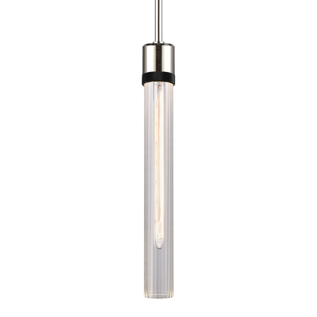 Zigrina Diamond Knurled Glass Pendant in Polished Nickel by Zeev