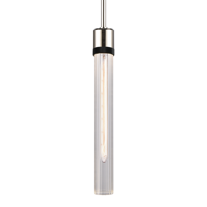 Zigrina Diamond Knurled Glass Pendant in Polished Nickel by Zeev