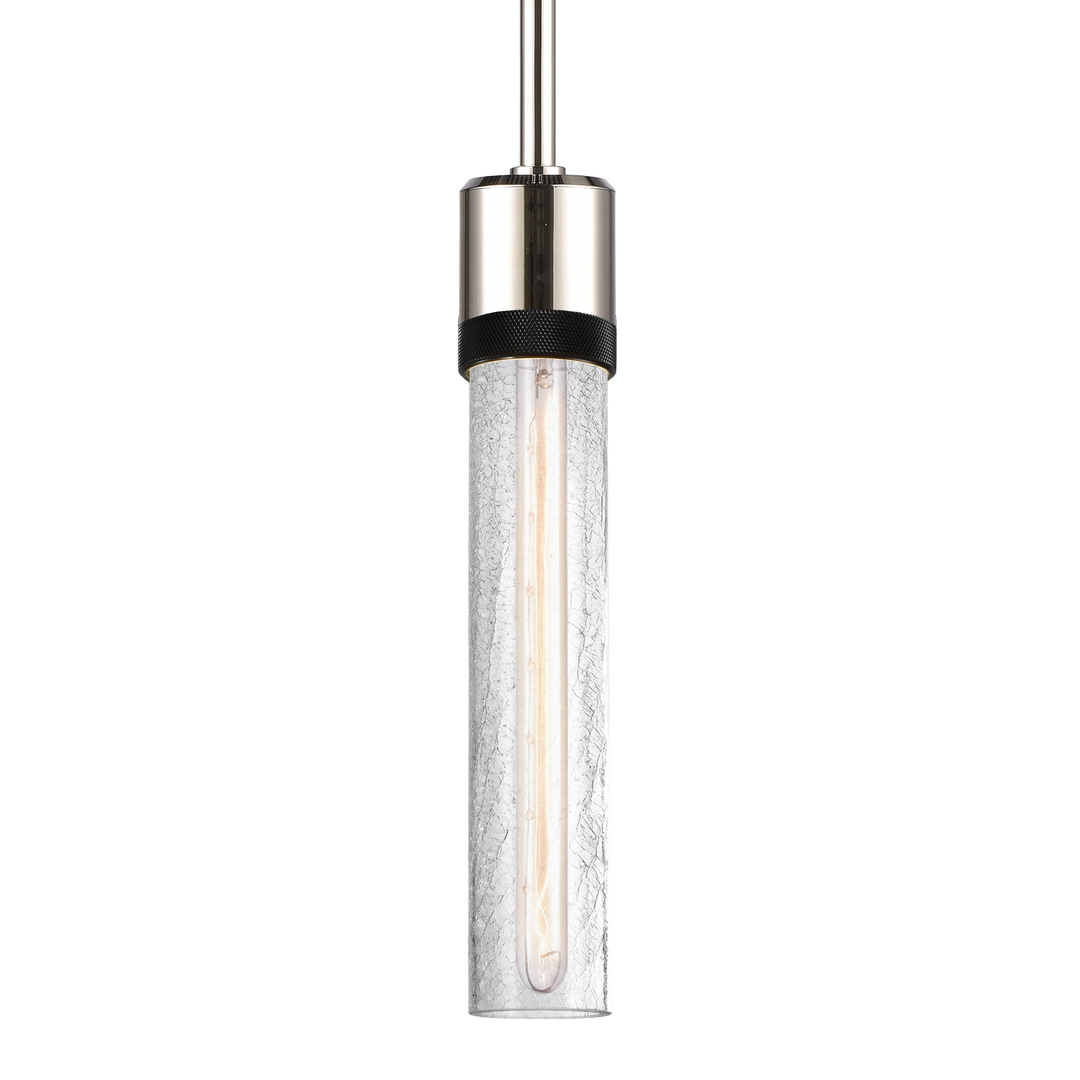 Zigrina Diamond Knurled Glass Pendant in Polished Nickel by Zeev
