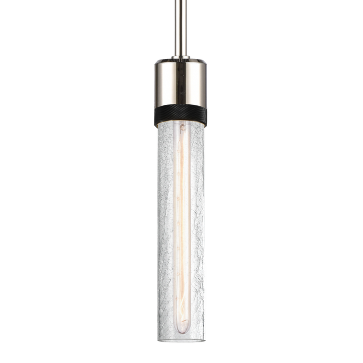 Zigrina Diamond Knurled Glass Pendant in Polished Nickel by Zeev