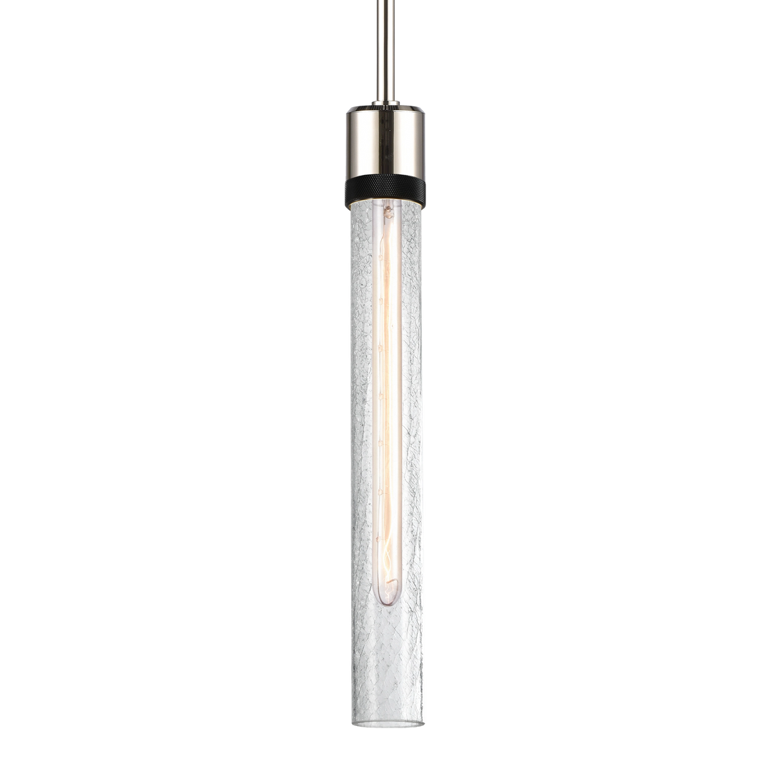 Zigrina Diamond Knurled Glass Pendant in Polished Nickel by Zeev