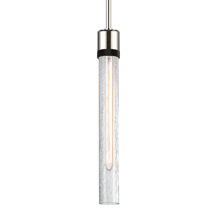 Zigrina Diamond Knurled Glass Pendant in Polished Nickel by Zeev