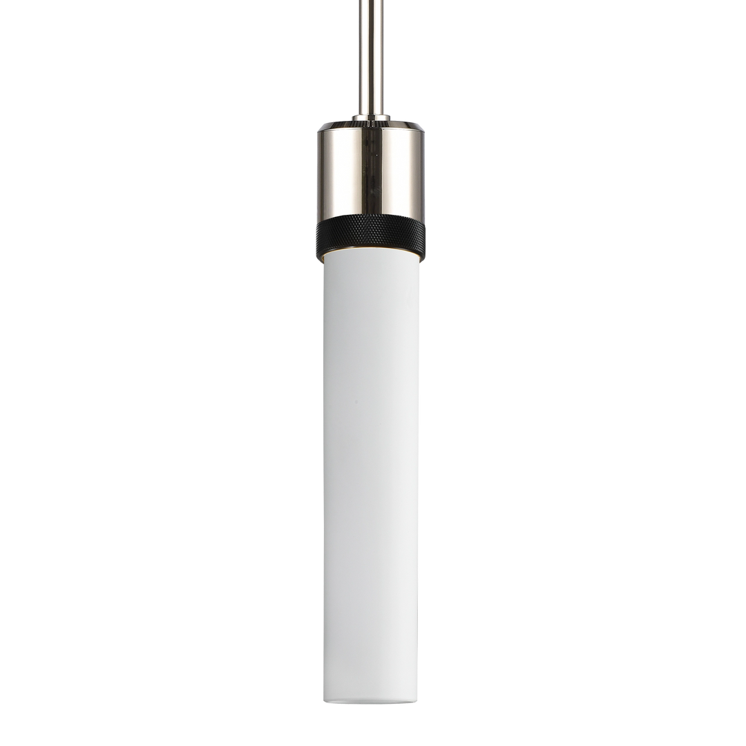 Zigrina Diamond Knurled Glass Pendant in Polished Nickel by Zeev