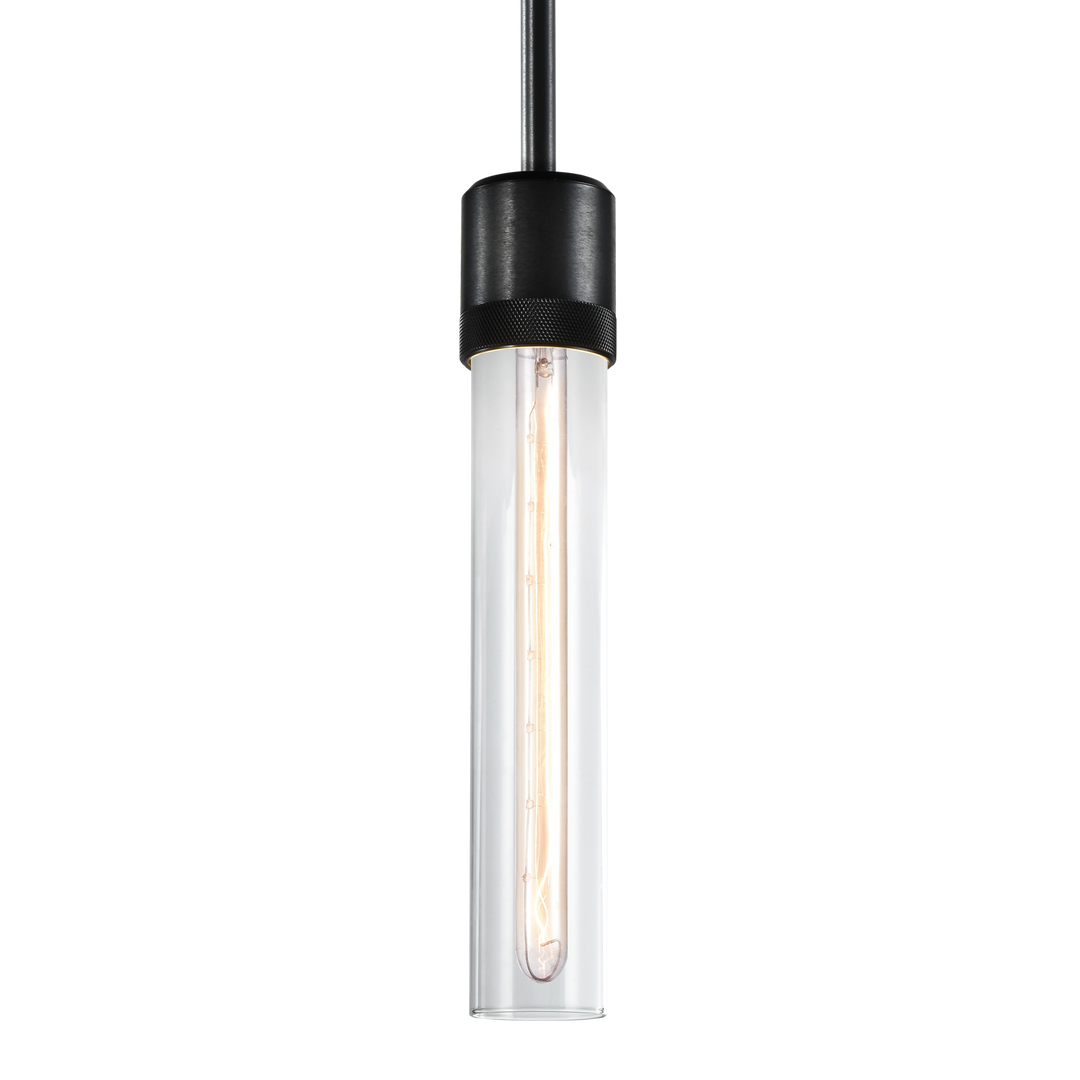 Zigrina Diamond Knurled Glass Pendant in Satin Brushed Black by Zeev