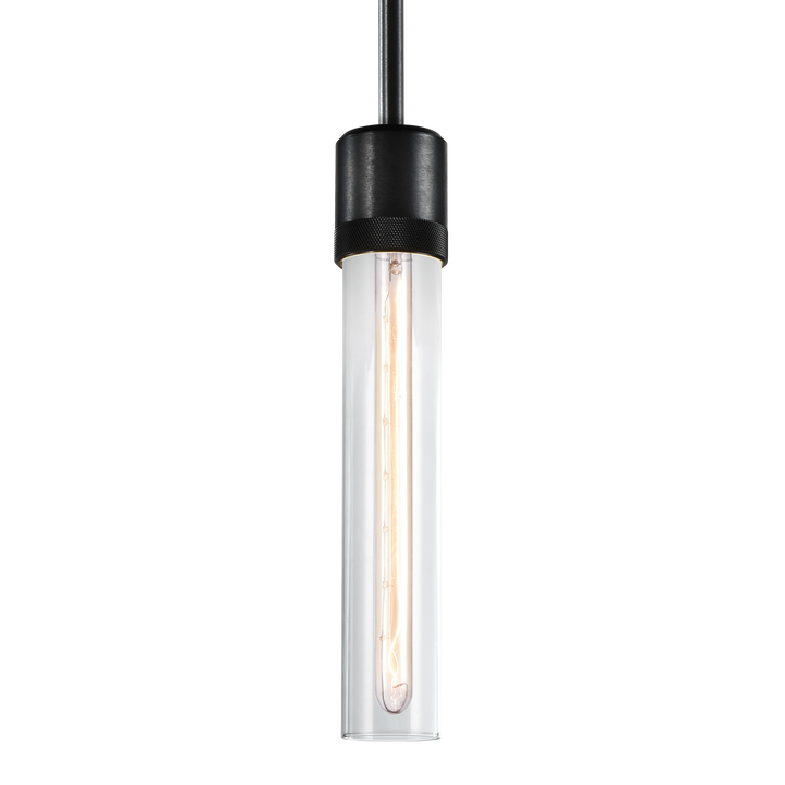 Zigrina Diamond Knurled Glass Pendant in Satin Brushed Black by Zeev