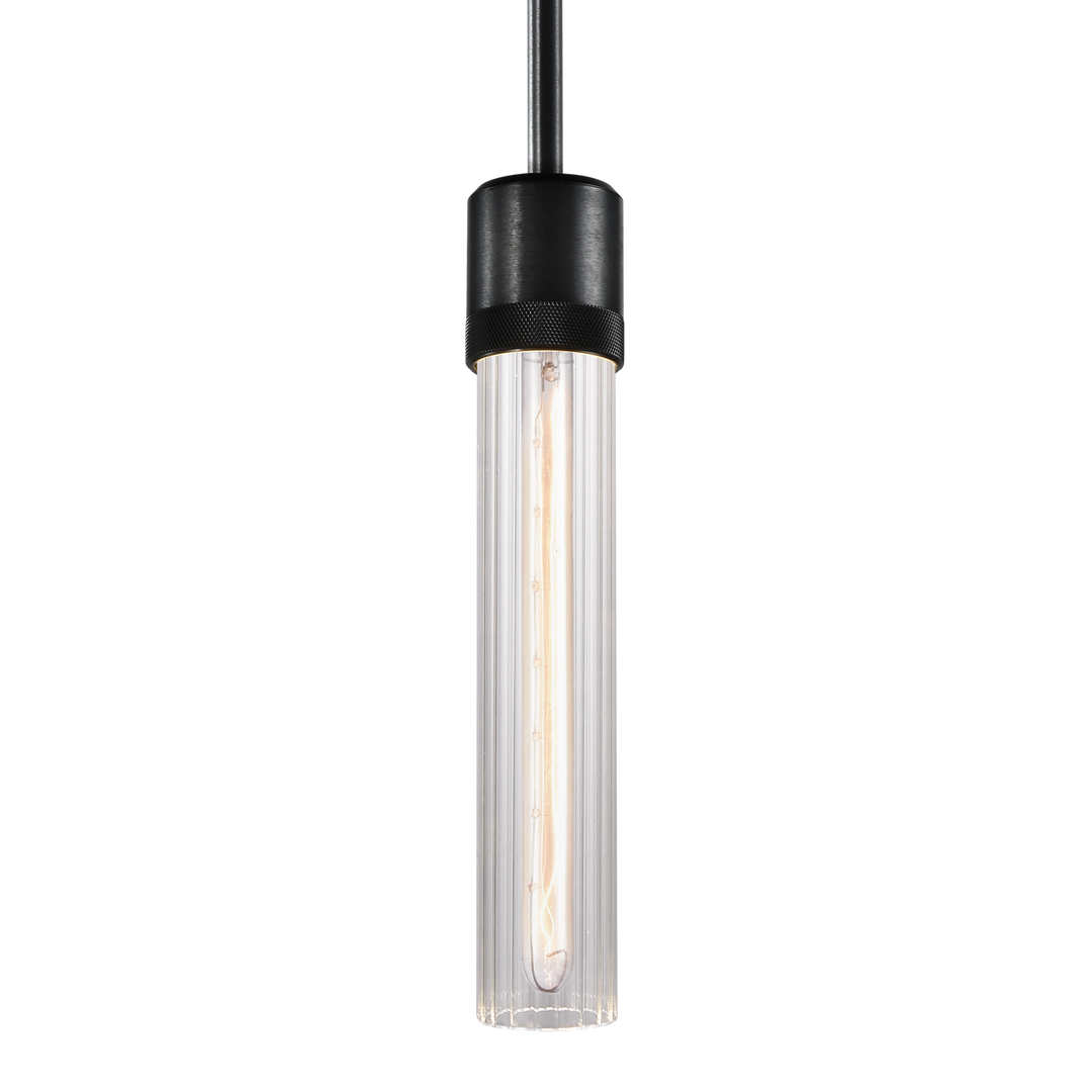 Zigrina Diamond Knurled Glass Pendant in Satin Brushed Black by Zeev