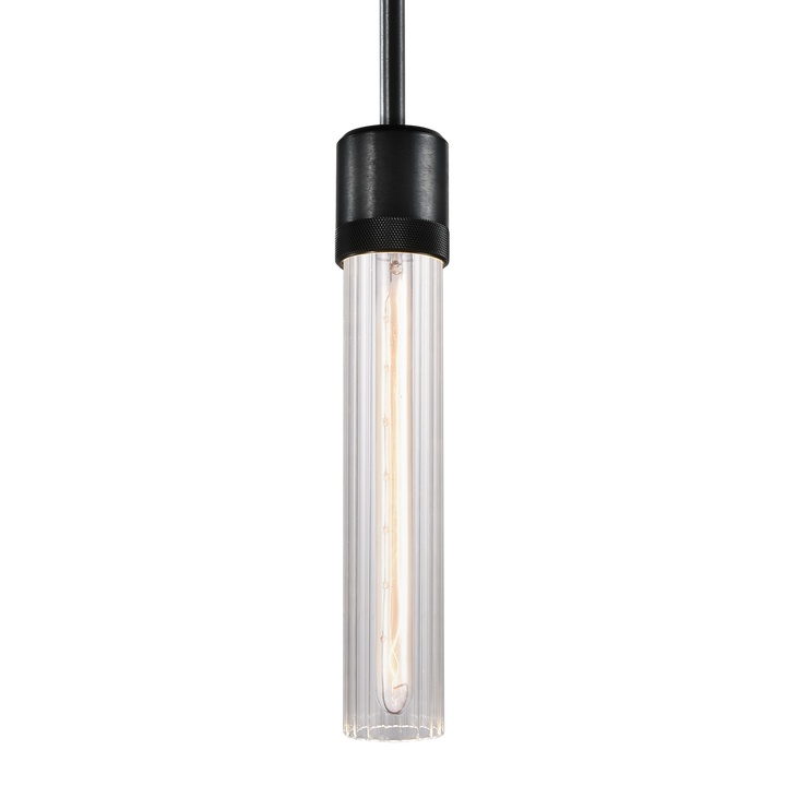 Zigrina Diamond Knurled Glass Pendant in Satin Brushed Black by Zeev