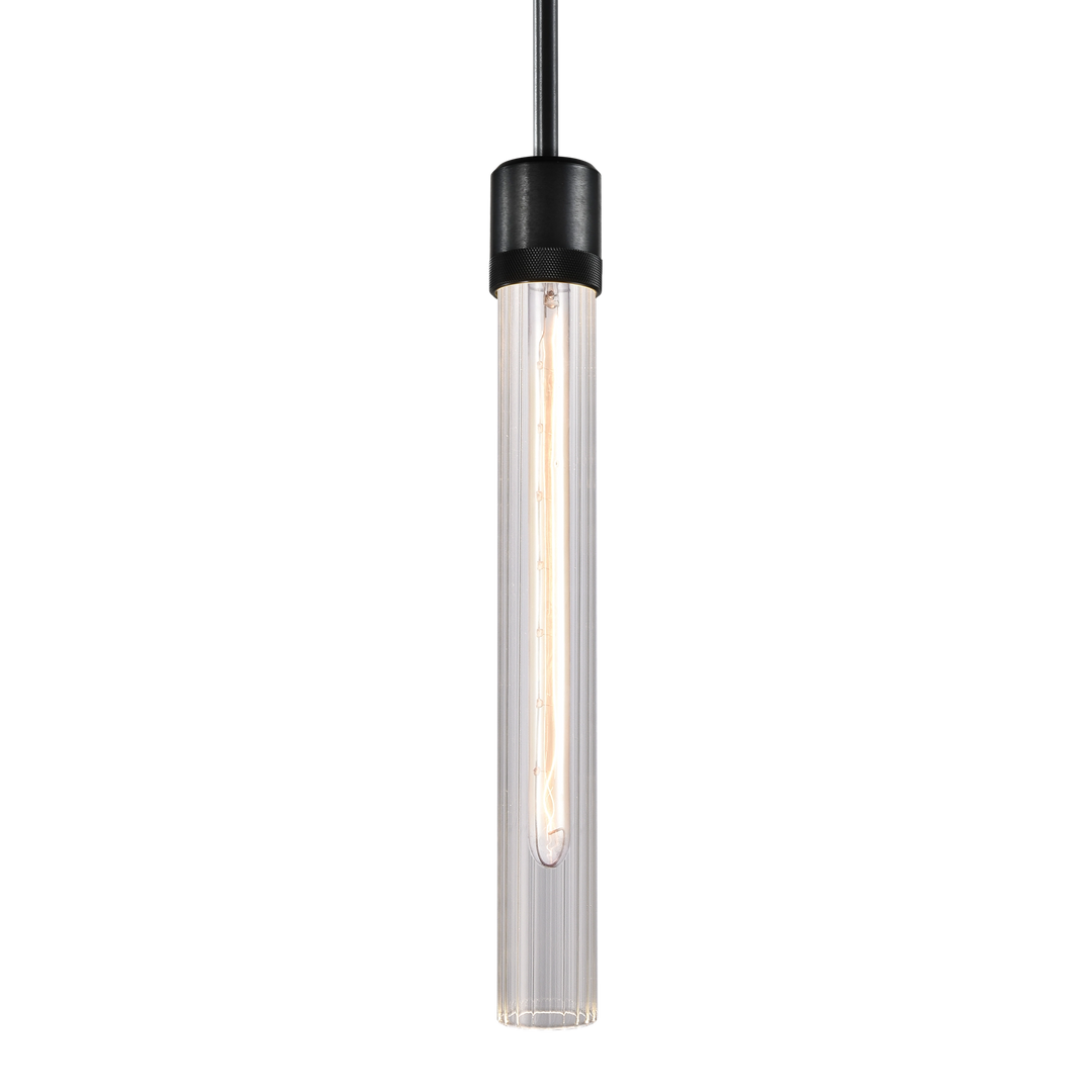 Zigrina Diamond Knurled Glass Pendant in Satin Brushed Black by Zeev