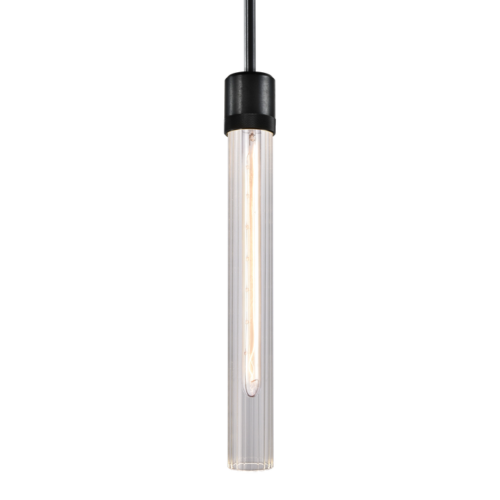 Zigrina Diamond Knurled Glass Pendant in Satin Brushed Black by Zeev