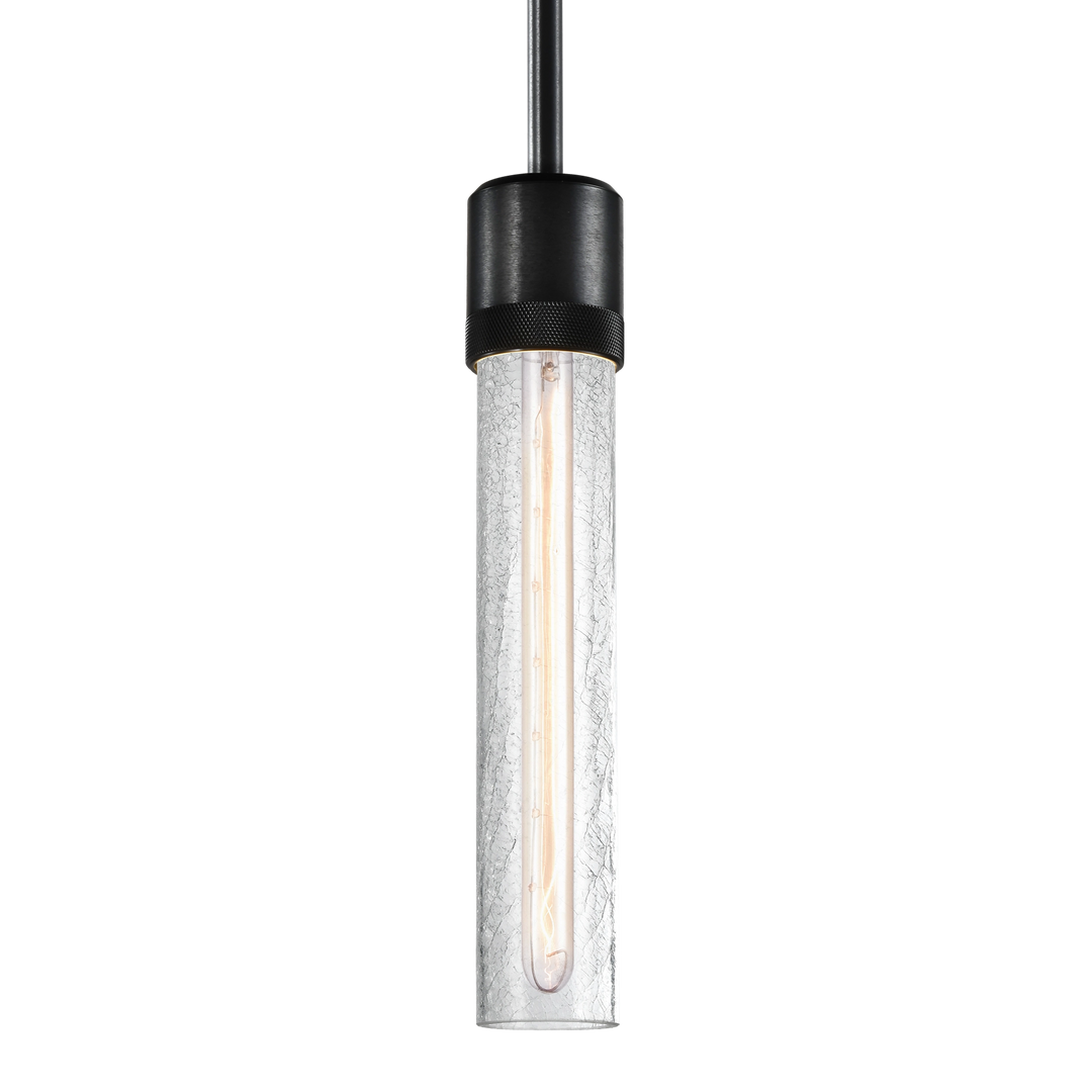 Zigrina Diamond Knurled Glass Pendant in Satin Brushed Black by Zeev