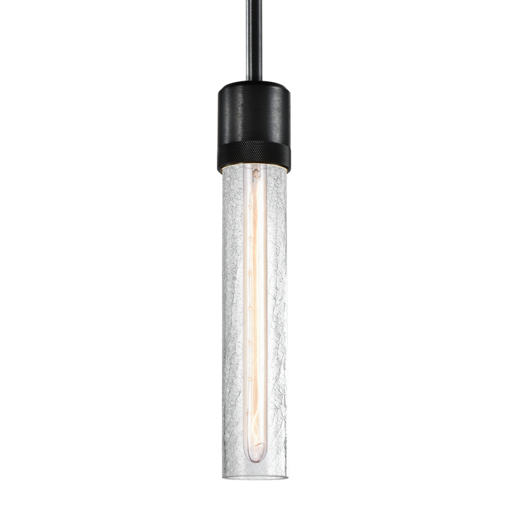 Zigrina Diamond Knurled Glass Pendant in Satin Brushed Black by Zeev