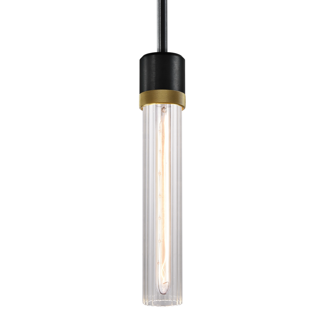 Zigrina Diamond Knurled Glass Pendant in Satin Brushed Black by Zeev