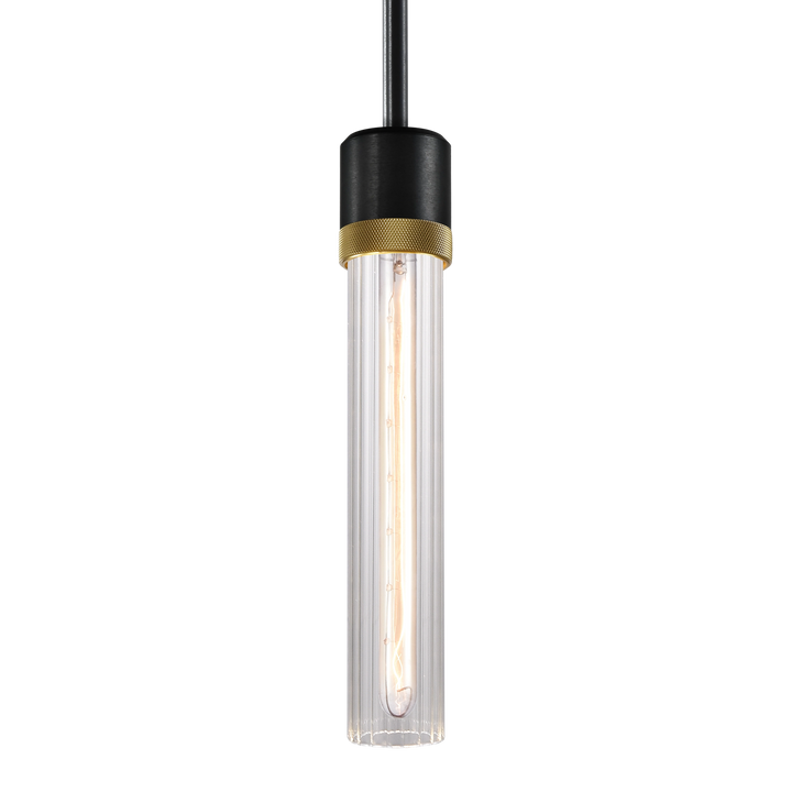 Zigrina Diamond Knurled Glass Pendant in Satin Brushed Black by Zeev
