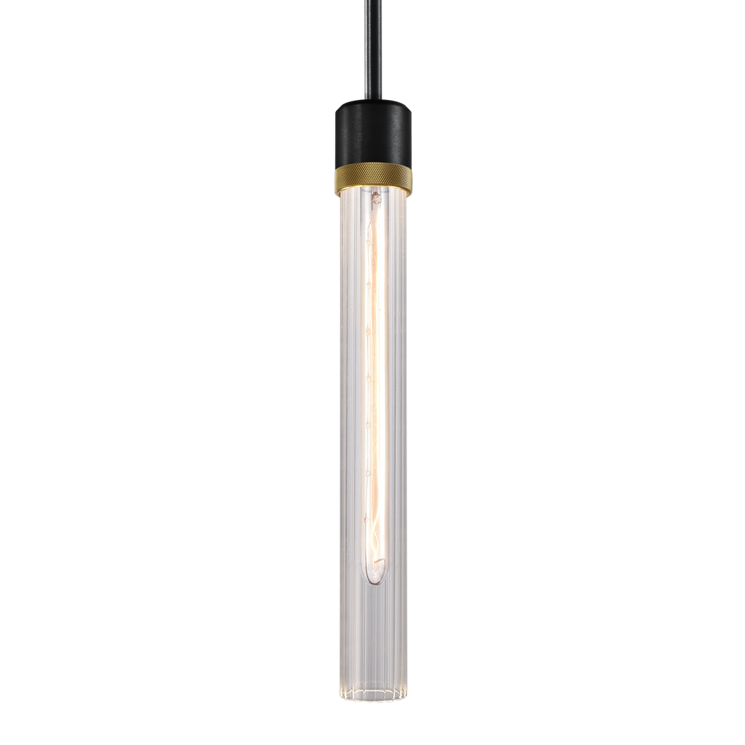 Zigrina Diamond Knurled Glass Pendant in Satin Brushed Black by Zeev