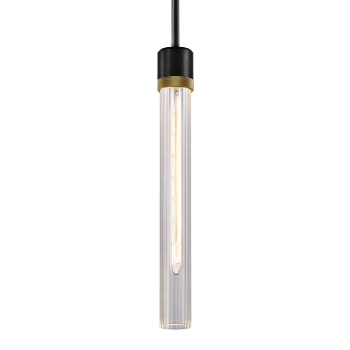 Zigrina Diamond Knurled Glass Pendant in Satin Brushed Black by Zeev