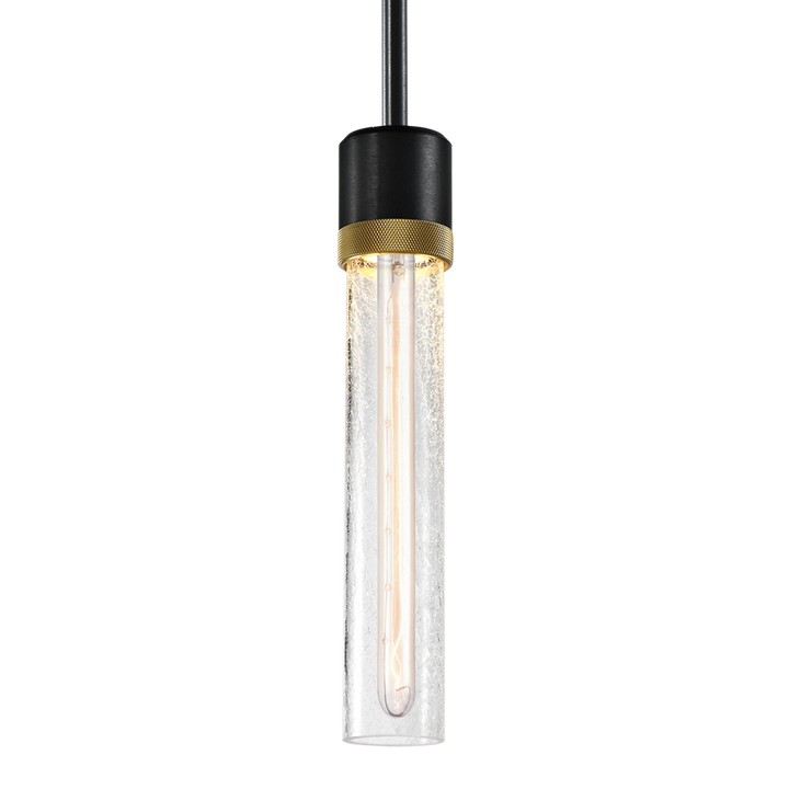 Zigrina Diamond Knurled Glass Pendant in Satin Brushed Black by Zeev