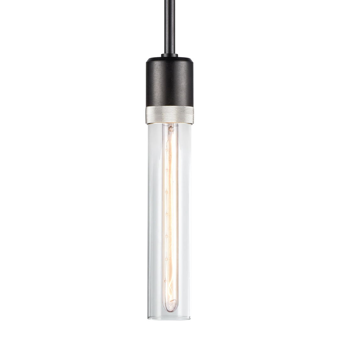 Zigrina Diamond Knurled Glass Pendant in Satin Brushed Black by Zeev