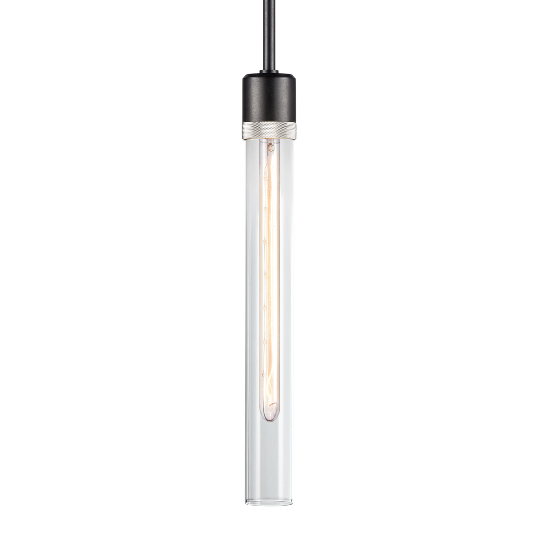 Zigrina Diamond Knurled Glass Pendant in Satin Brushed Black by Zeev