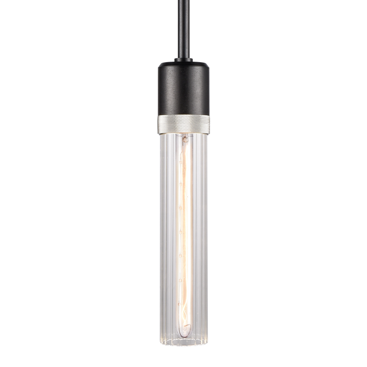 Zigrina Diamond Knurled Glass Pendant in Satin Brushed Black by Zeev