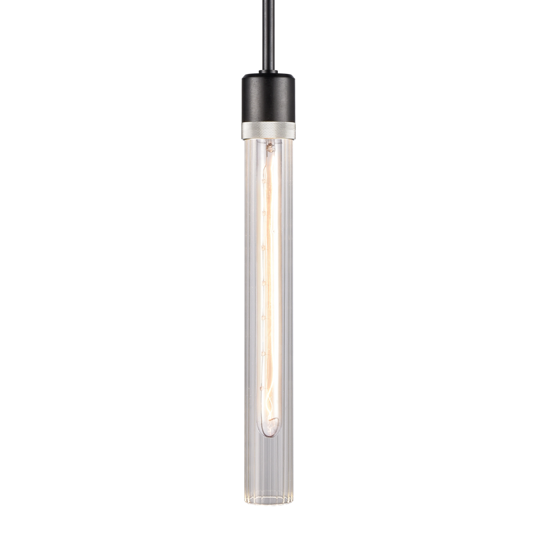 Zigrina Diamond Knurled Glass Pendant in Satin Brushed Black by Zeev