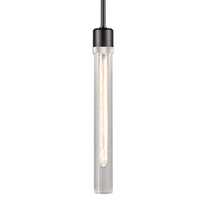 Zigrina Diamond Knurled Glass Pendant in Satin Brushed Black by Zeev