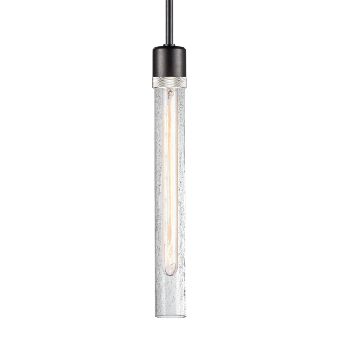 Zigrina Diamond Knurled Glass Pendant in Satin Brushed Black by Zeev
