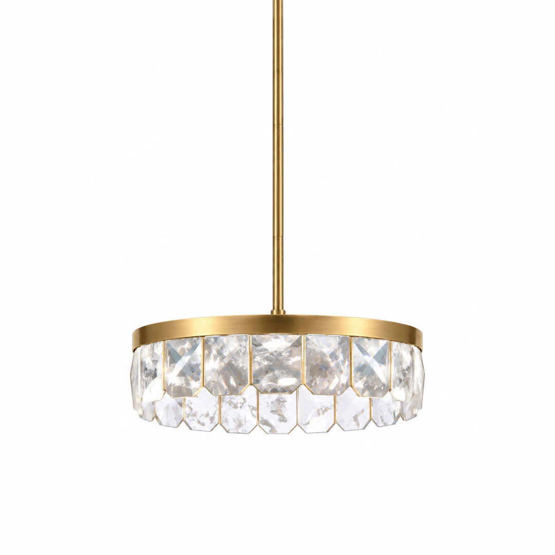 Odraz Infused Crystal Pendant in Aged Brass by Zeev