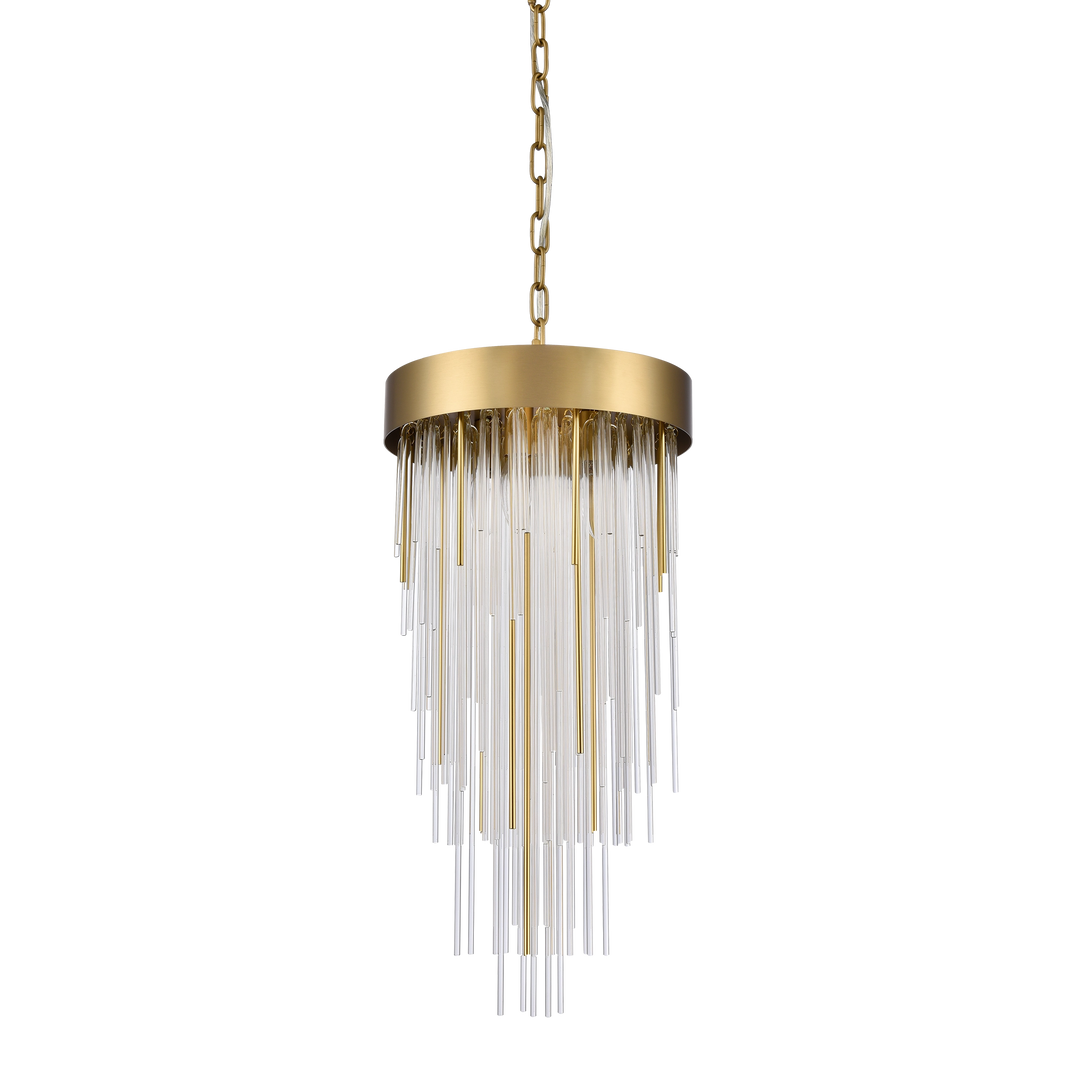 Waterfall Round Glass Mini-Pendant in Aged Brass by Zeev