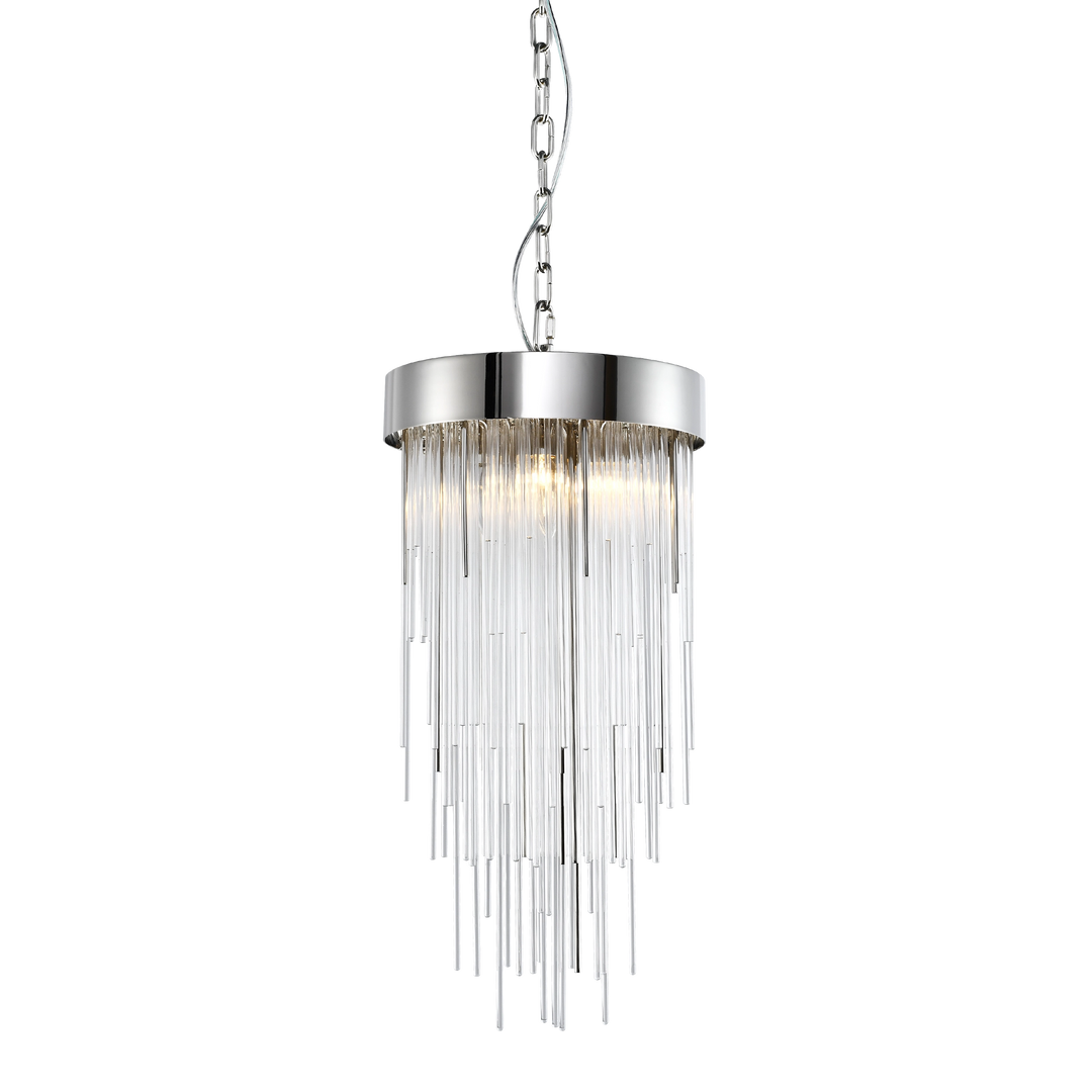Waterfall Round Glass Mini-Pendant in Polished Nickel by Zeev