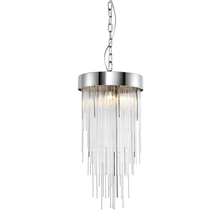 Waterfall Round Glass Mini-Pendant in Polished Nickel by Zeev