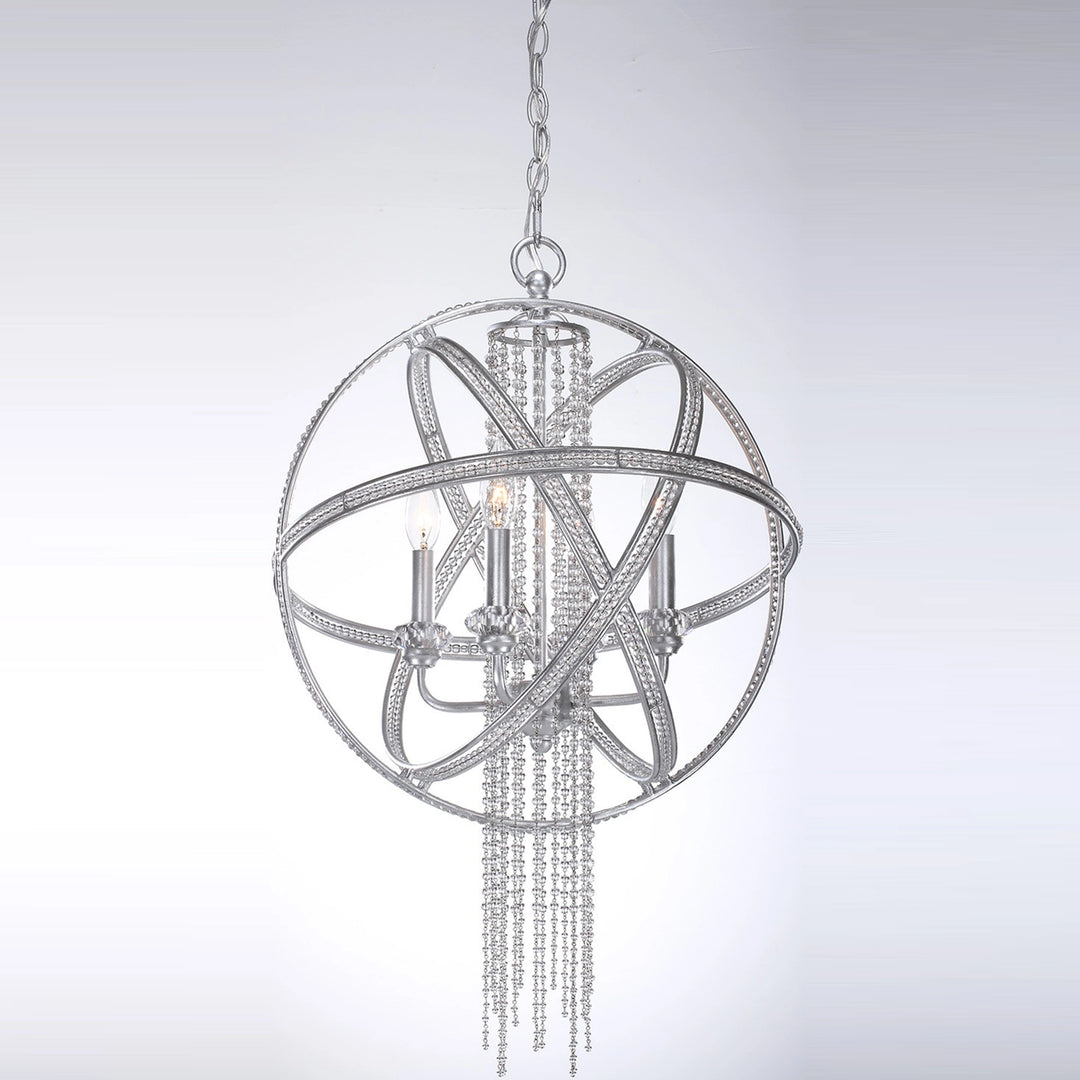 Cascade Orbital Crystal Pendant in Silver Leaf by Zeev