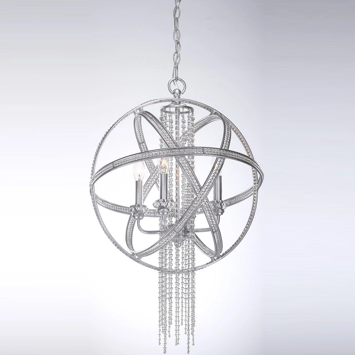 Cascade Orbital Crystal Pendant in Silver Leaf by Zeev
