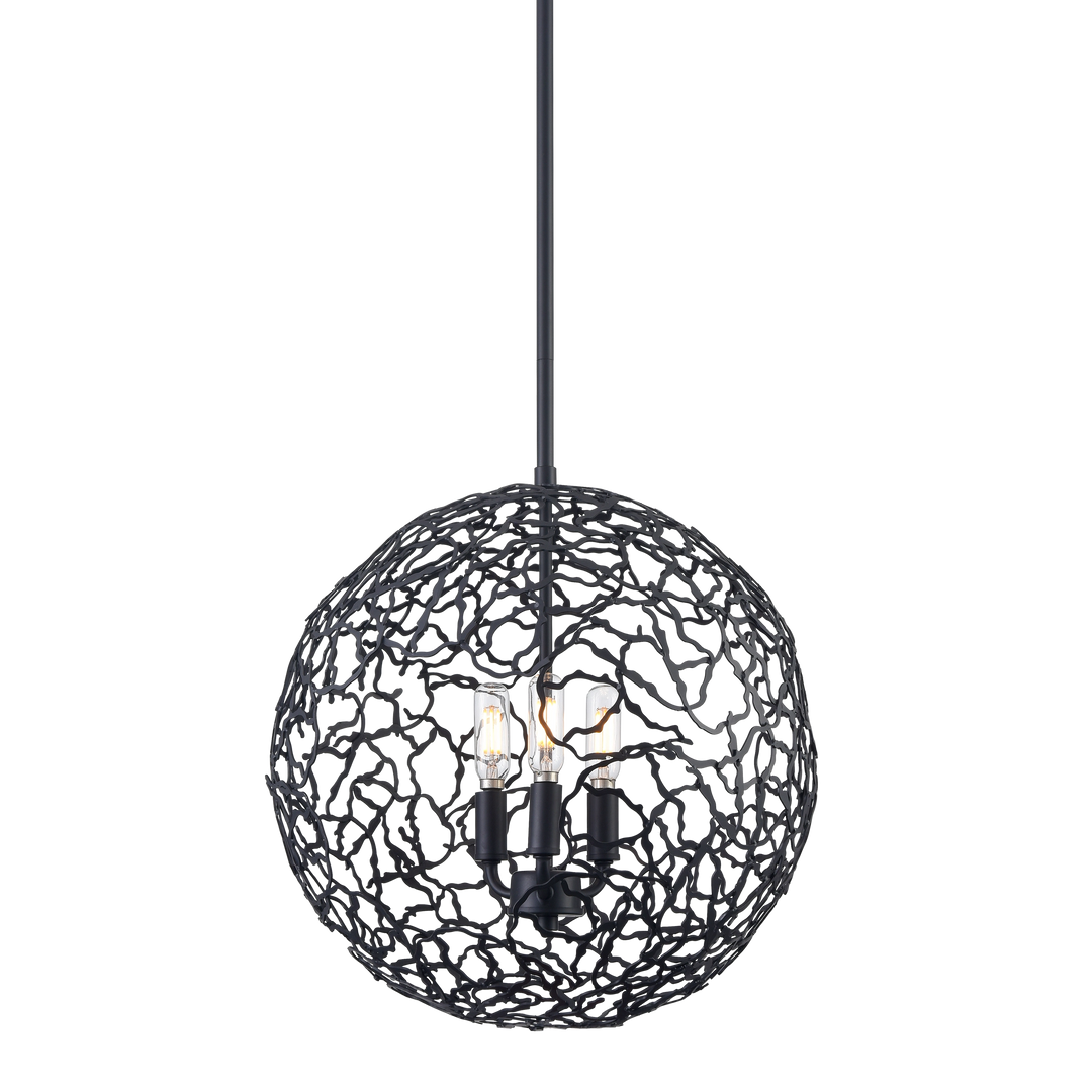 Helios Organic Globe Pendant in Matte Black by Zeev