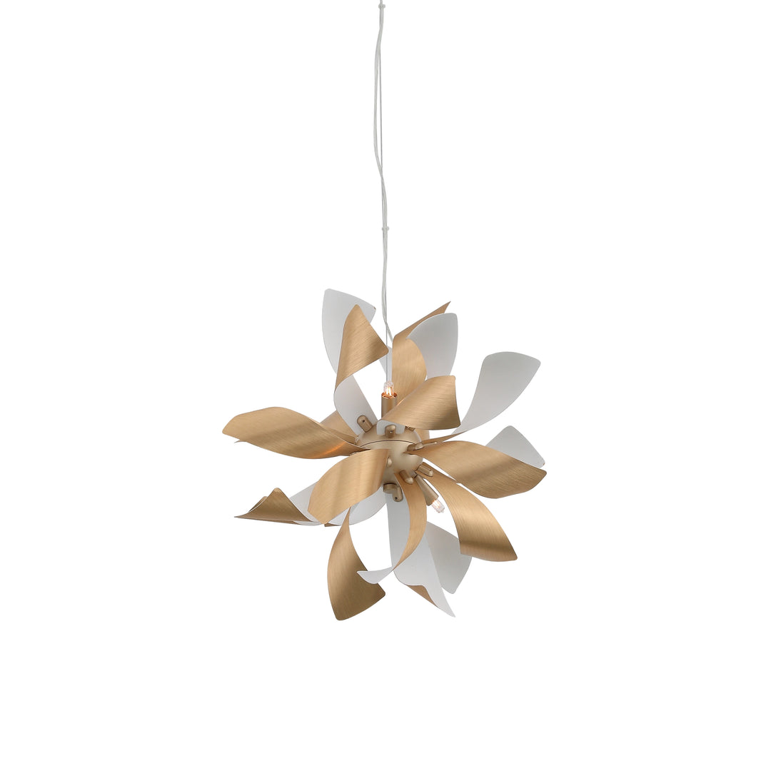Blossom Floral Pendant in Burnished Brass & White by Zeev