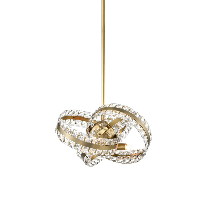 Knot Orbital Crystal Pendant in Aged Brass by Zeev