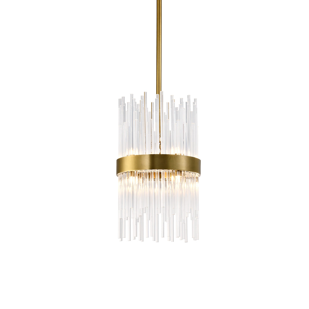 Citadel Glass Drum Mini-Pendant in Aged Brass by Zeev