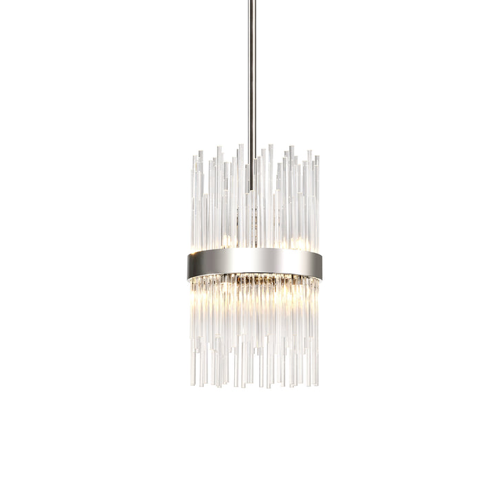 Citadel Glass Drum Mini-Pendant in Polished Nickel by Zeev