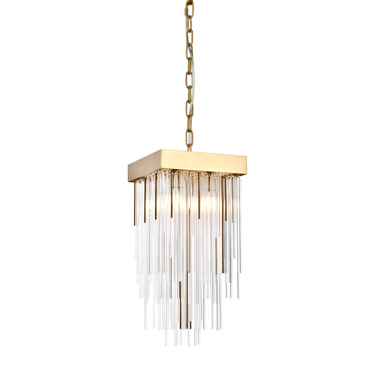 Waterfall Round Glass Mini-Pendant in Aged Brass by Zeev