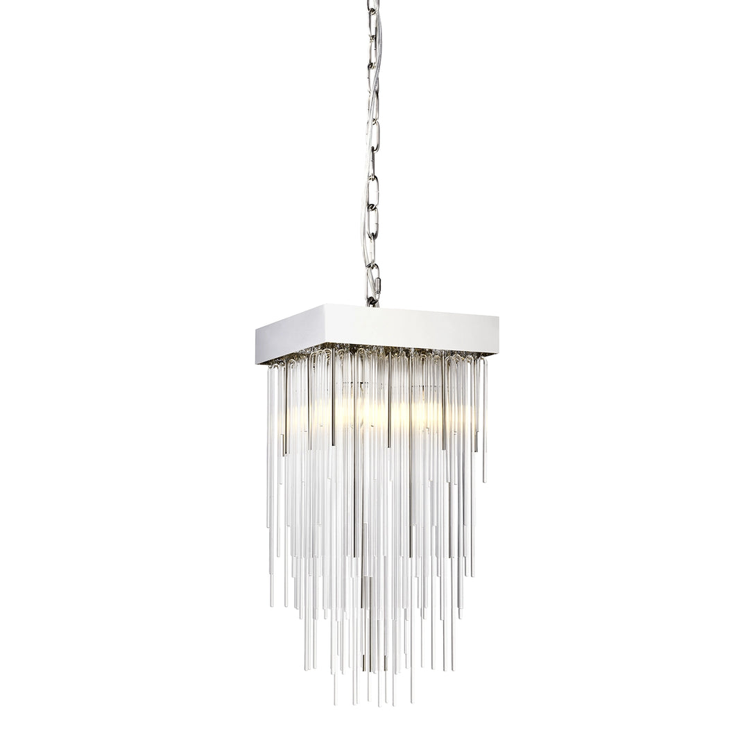 Waterfall Round Glass Mini-Pendant in Polished Nickel by Zeev
