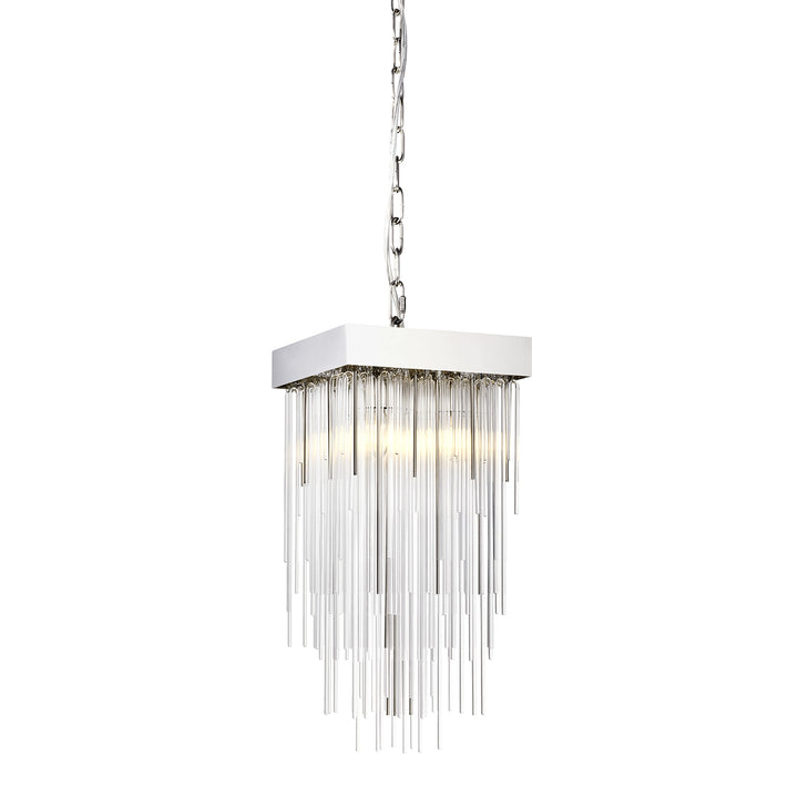 Waterfall Round Glass Mini-Pendant in Polished Nickel by Zeev