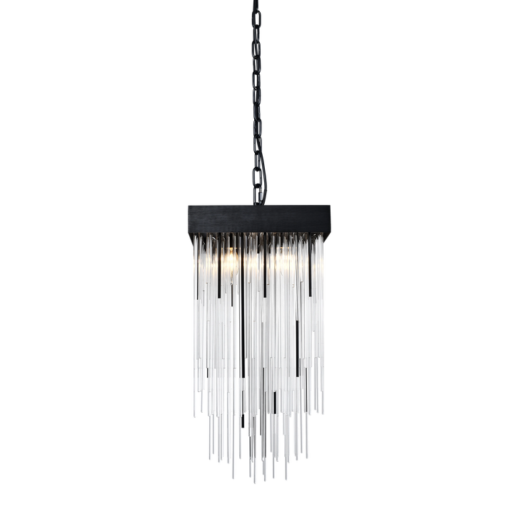 Waterfall Round Glass Mini-Pendant in Satin Brushed Black by Zeev